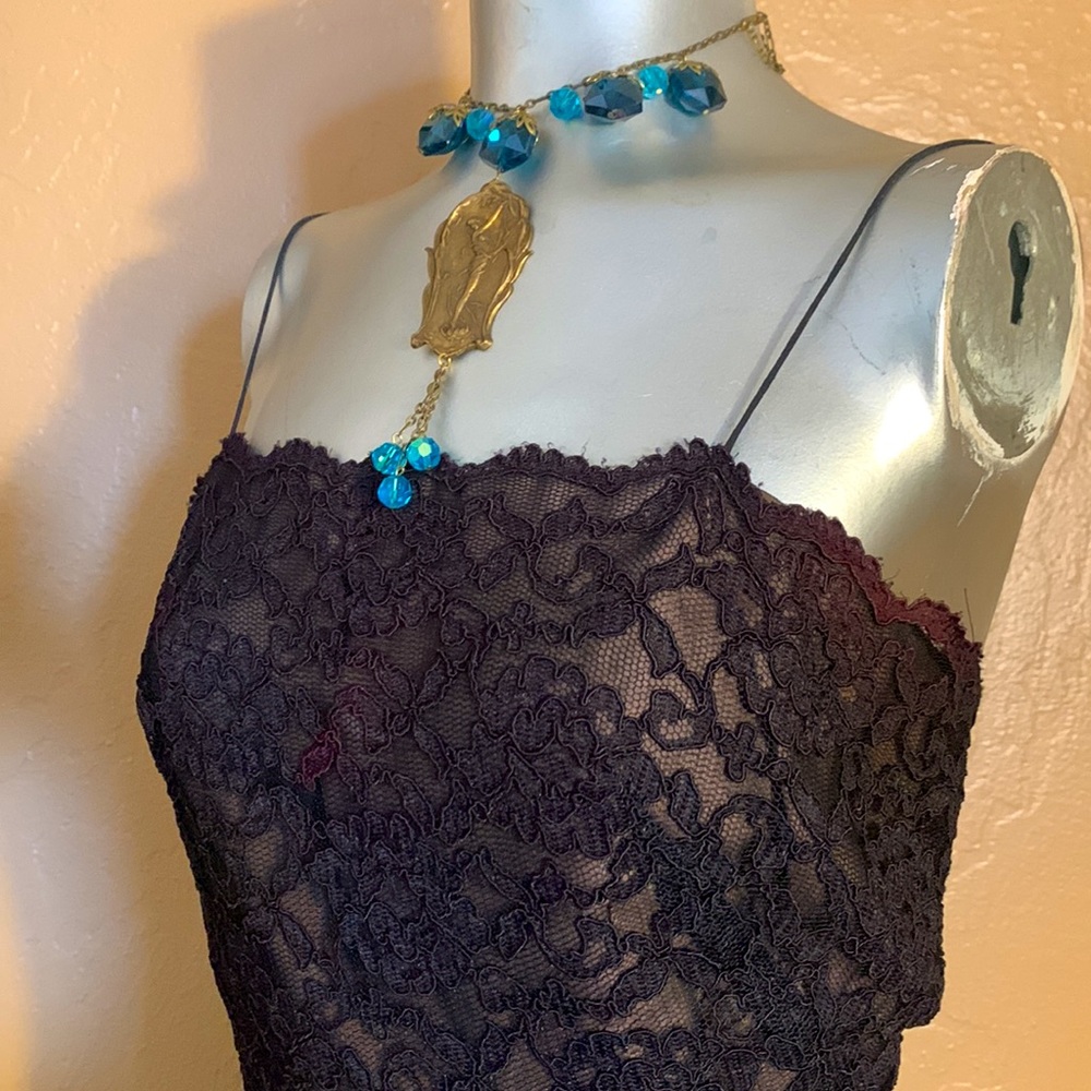 COPY - Vintage Miss Elliette California Black Lace Dress. Sz 8 - Picture 5 of 5